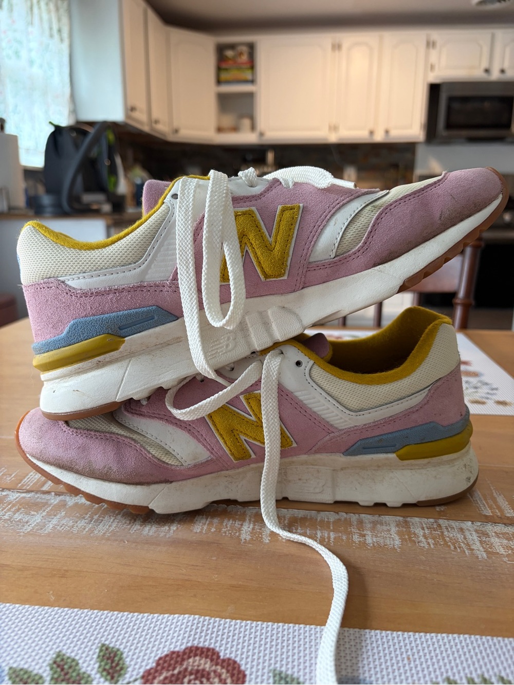 New Balance Pink and Yellow 997H Sneakers - Picture 6 of 11